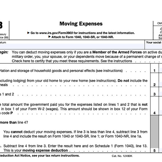 Moving Expenses Deduction